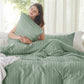 Striped Tufted Embroidery Duvet Cover Set