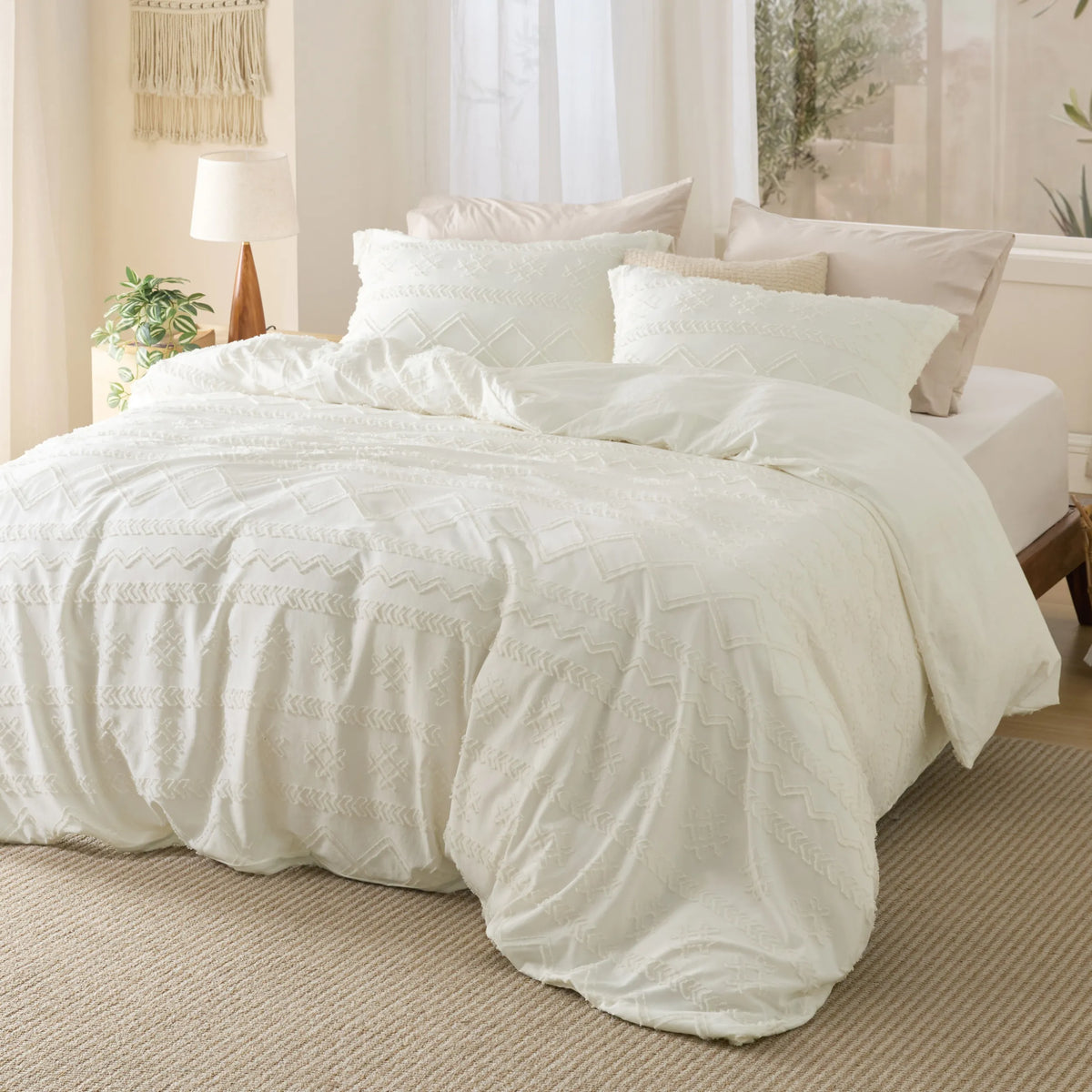 Boho Tufted Embroidery Duvet Cover Set