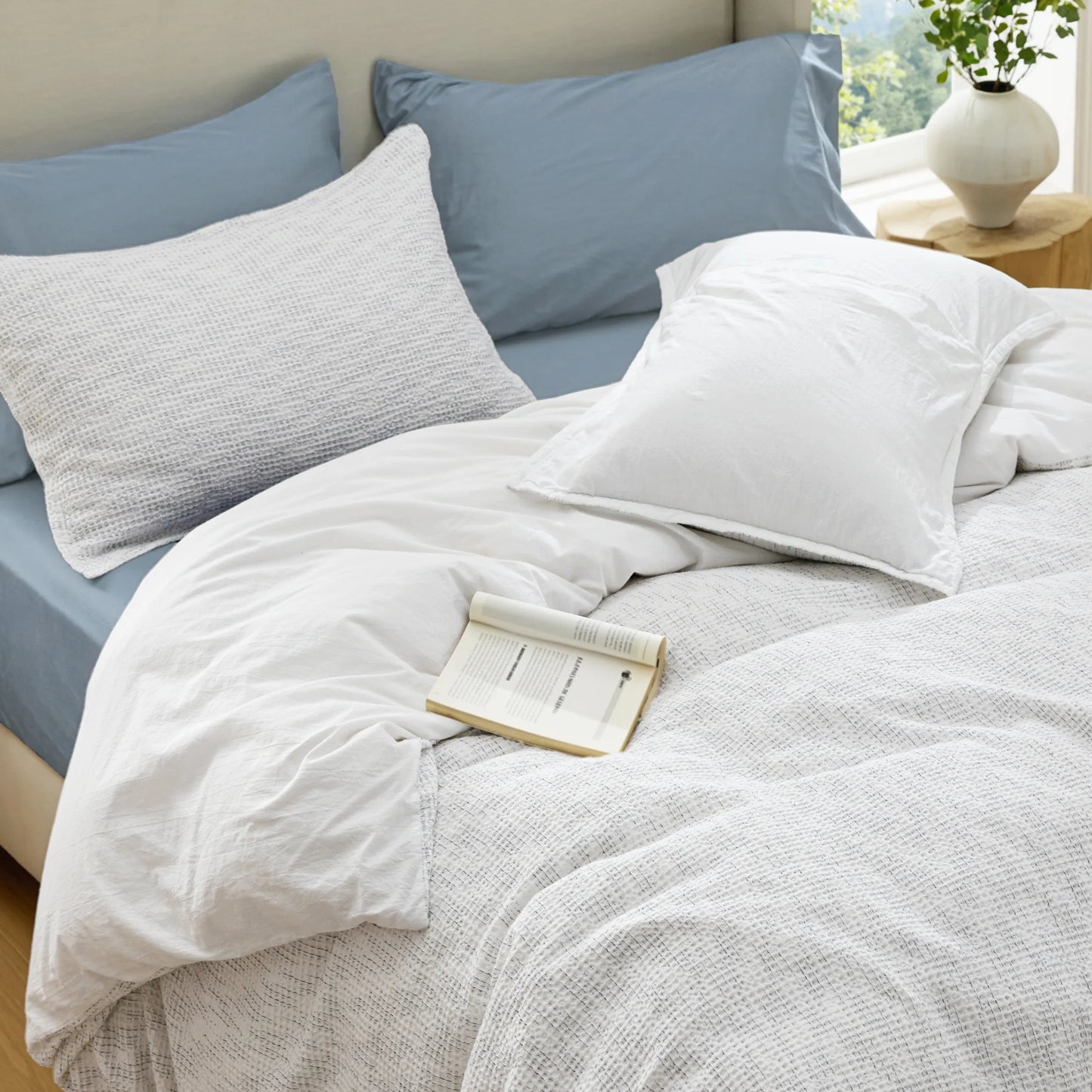 PureWoven™ Cotton Waffle Space-Dyed Duvet Cover Set