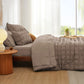 Taupe seersucker textured grid comforter and shams for a bed-in-a-bag set