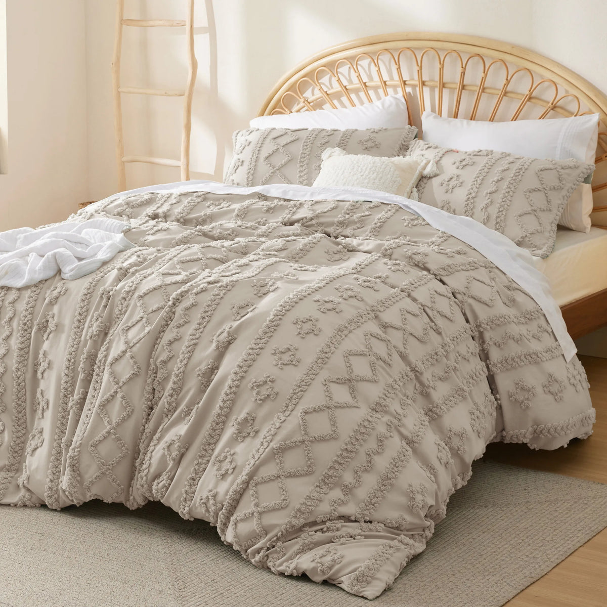 Boho Tufted Embroidery Duvet Cover Set