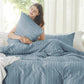 Striped Tufted Embroidery Duvet Cover Set