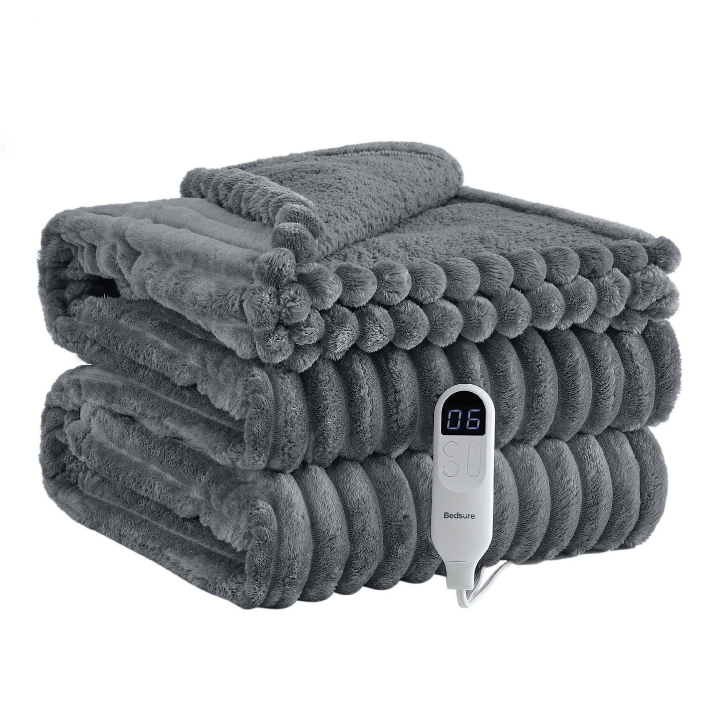 Striped Flannel Heated Blanket