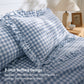 Ruffled Cotton-Like Gingham Sheet Set