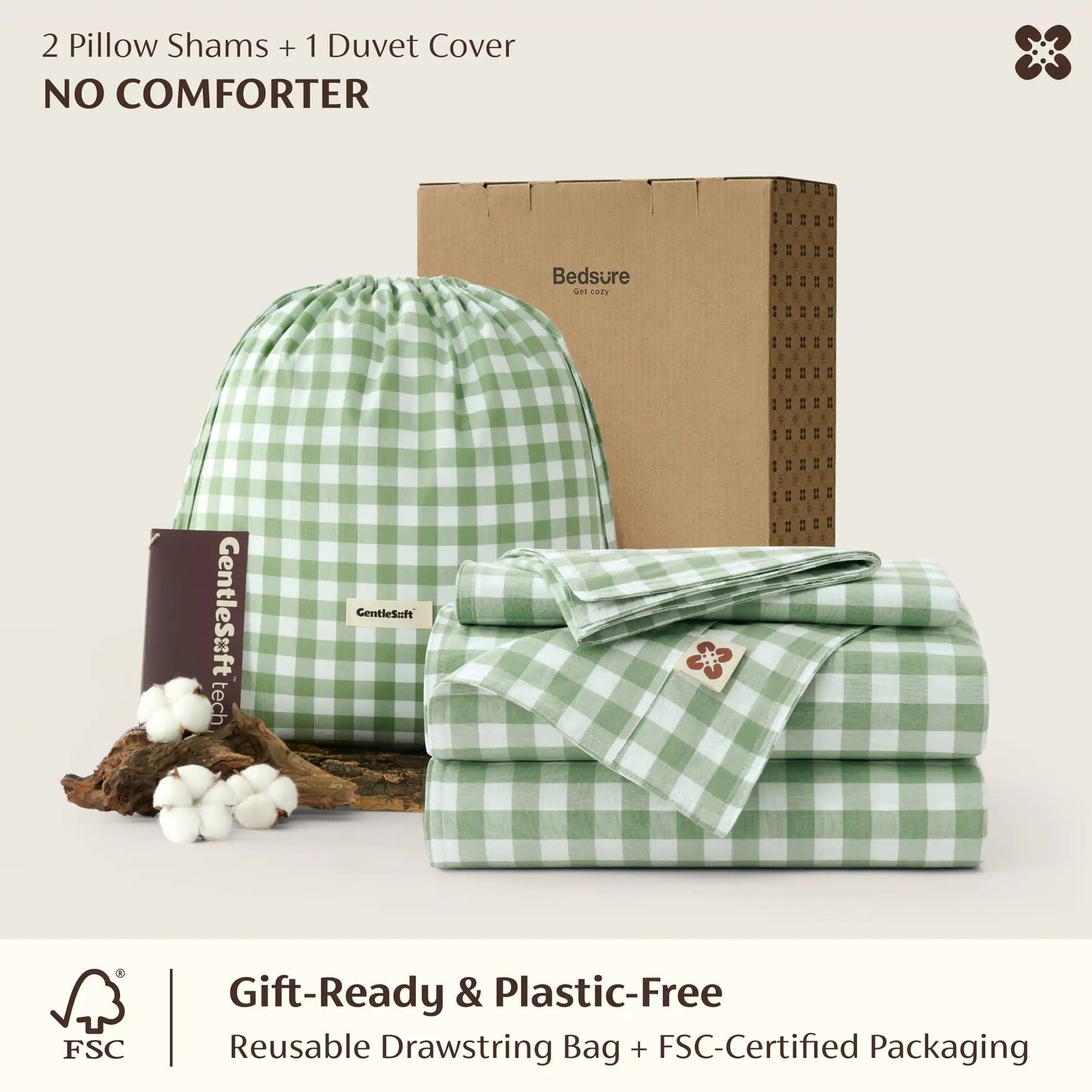 PureWoven Washed Cotton Gingham Duvet Cover Set