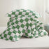 Retro green checkerboard bedding set, botanical collection