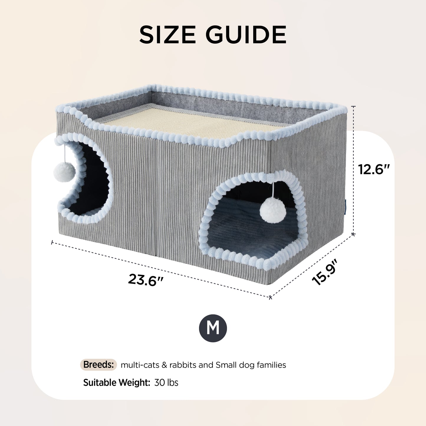 2-in-1 Corduroy Cat Scratcher House