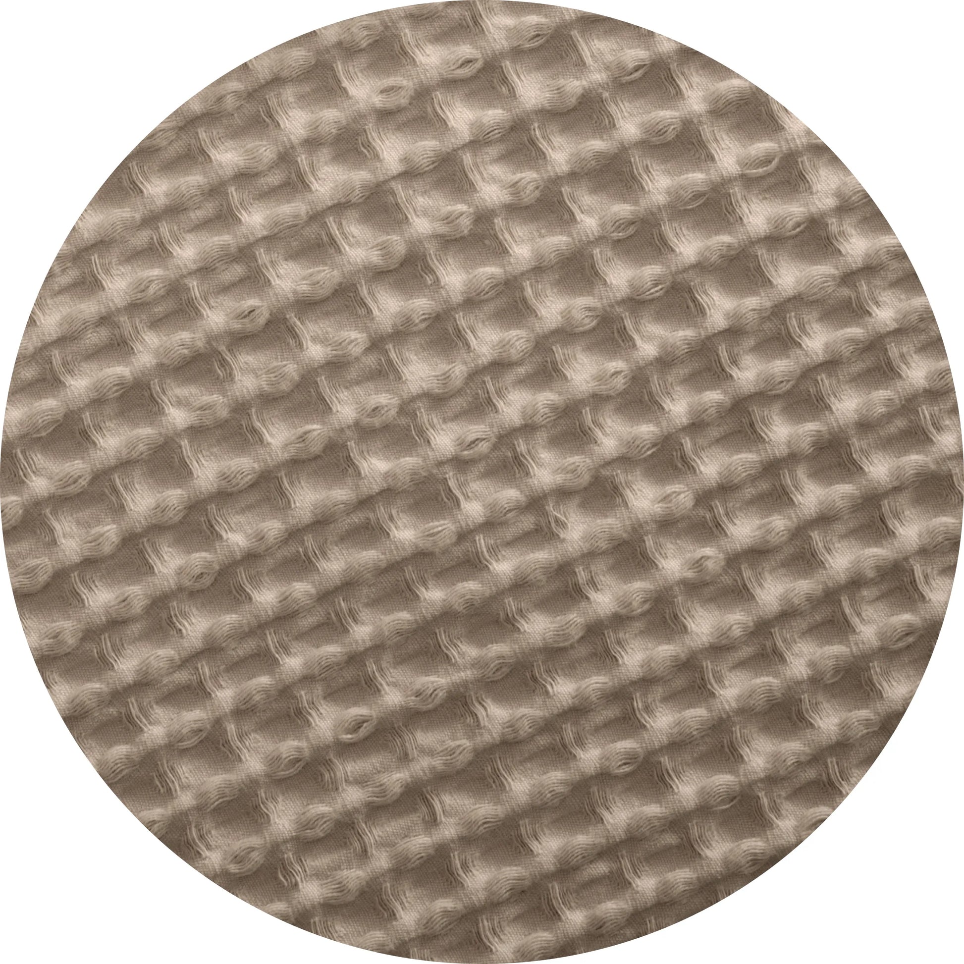 Beige 100% cotton fabric with 3D waffle weave texture for duvet cover.