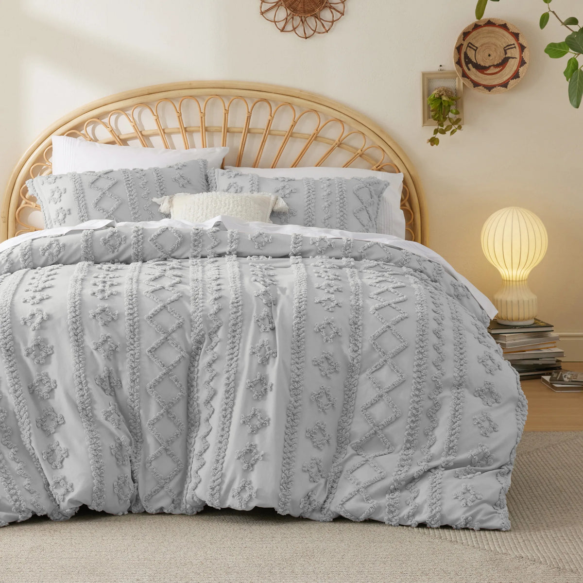 Boho Tufted Embroidery Duvet Cover Set