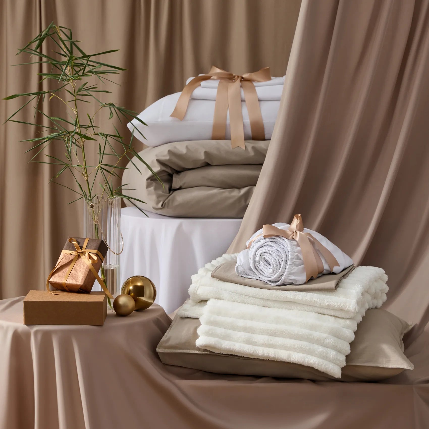 Slub Cotton Modern Cozy Bundle: duvet cover, sheets, blanket, gift, bamboo