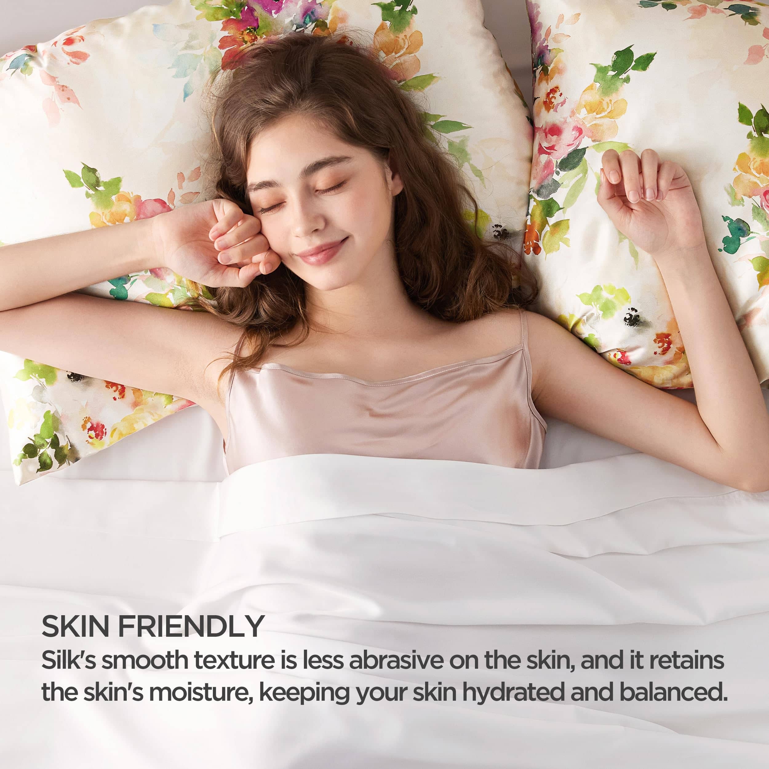 Bedsure Floral Print 100% Mulberry Silk Pillowcase