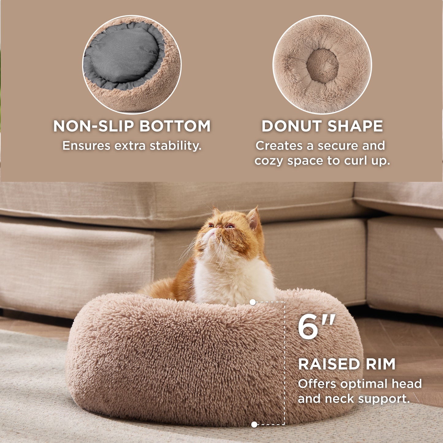 Calming Donut Bed for Dogs and Cats