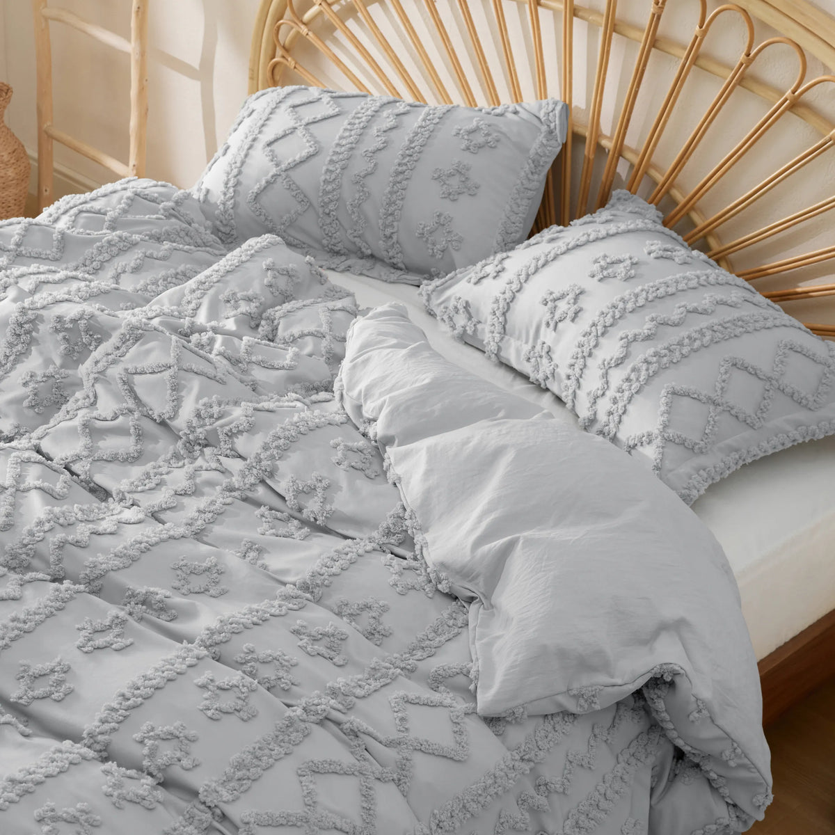 Boho Tufted Embroidery Duvet Cover Set