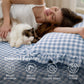 Ruffled Cotton-Like Gingham Sheet Set