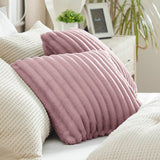 Striped Flannel Fleece Square Throw Pillow Cover