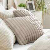 Striped Flannel Fleece Square Throw Pillow Cover