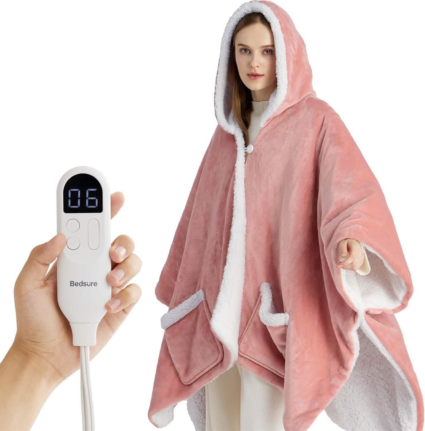 Heated Sherpa Fleece Blanket Hoodie