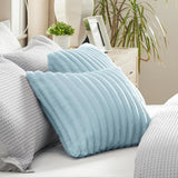 Striped Flannel Fleece Square Throw Pillow Cover