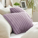 Striped Flannel Fleece Square Throw Pillow Cover