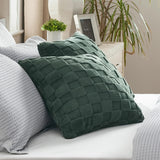 Checked Fleece Square Throw Pillow Cover