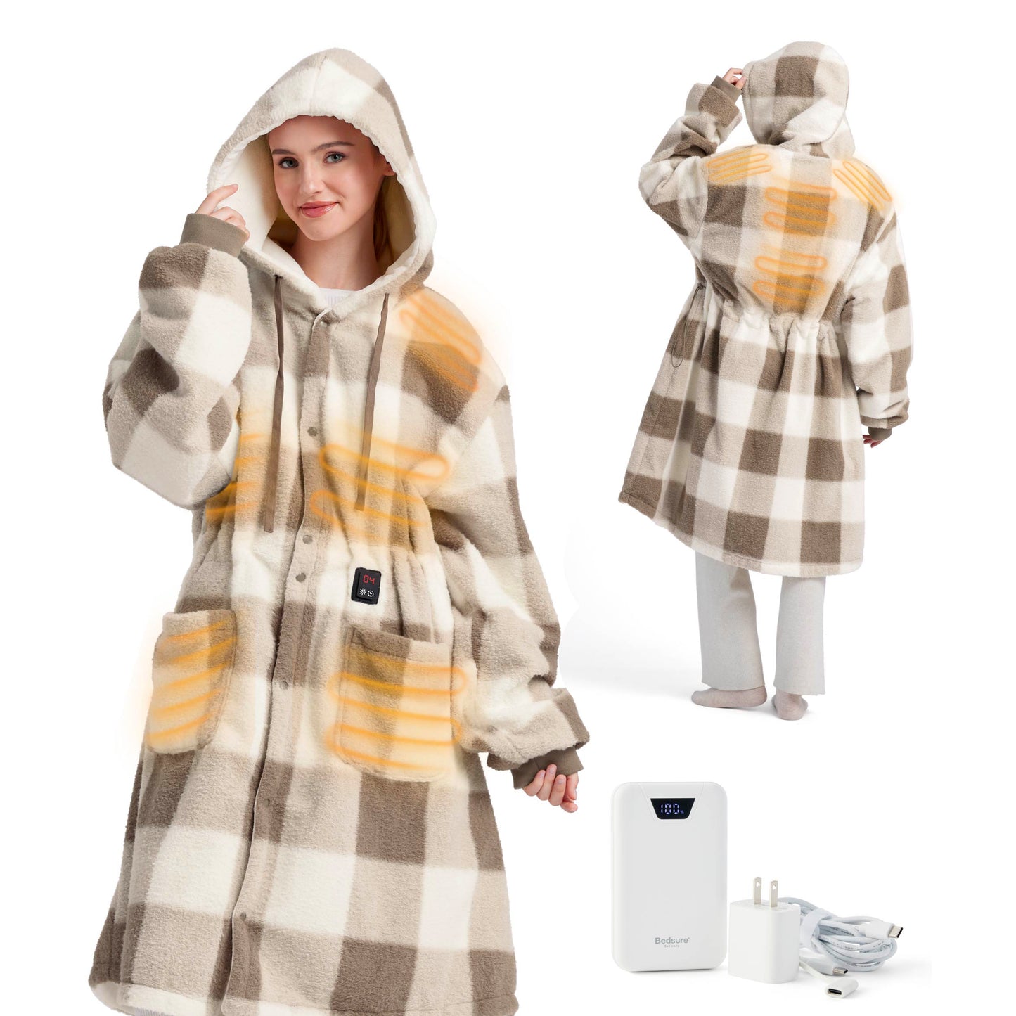 GentleSoft® Heated Faux Cashmere Blanket Hoodie