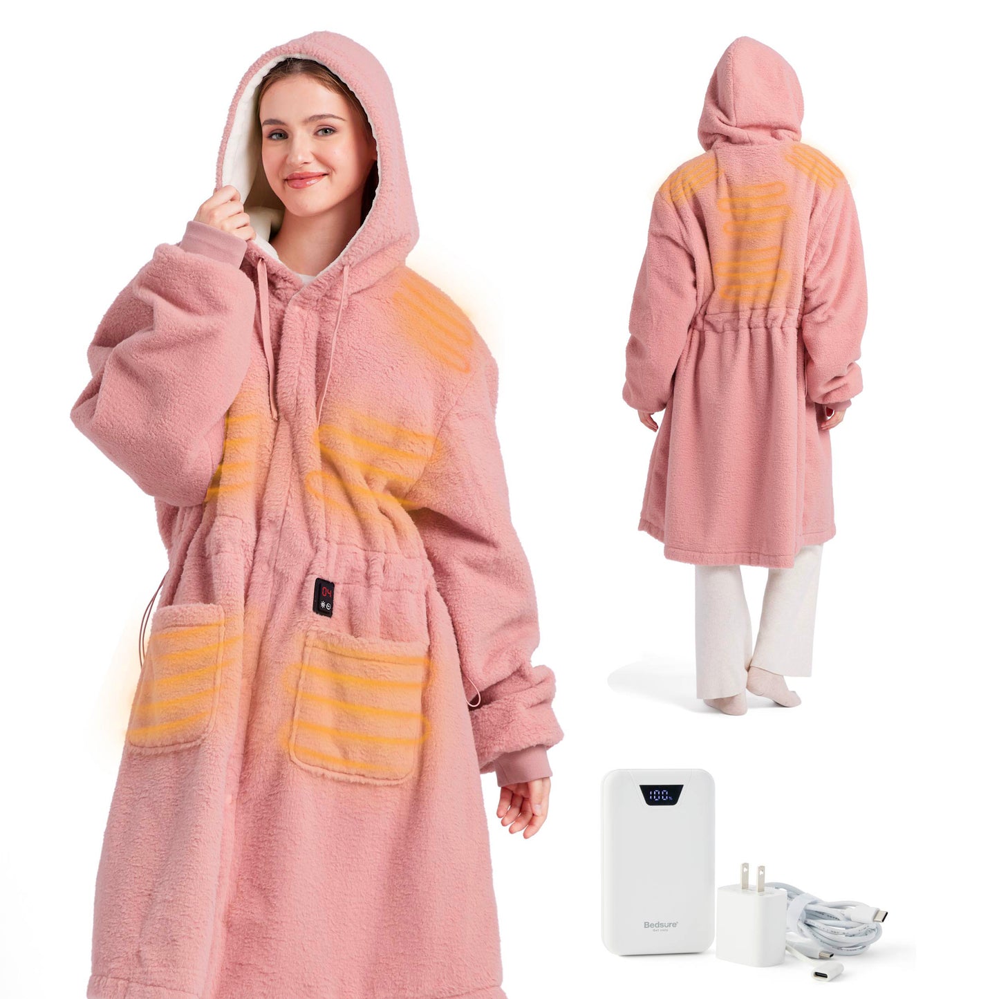 GentleSoft® Heated Faux Cashmere Blanket Hoodie