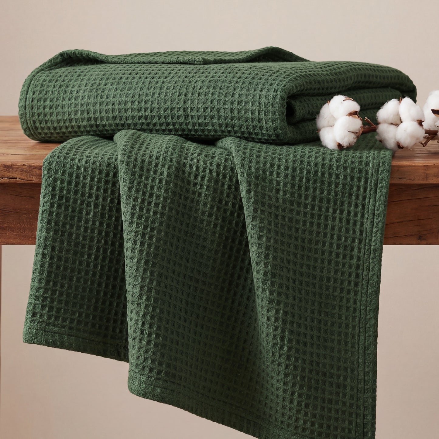 Pure Cutton Baske Weave Blanket