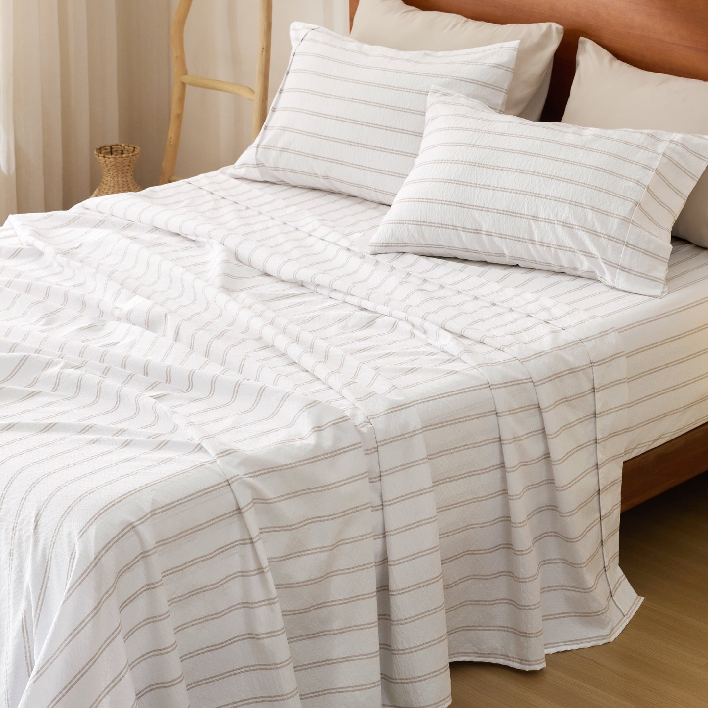 Cotton-Like Striped Sheet Sets