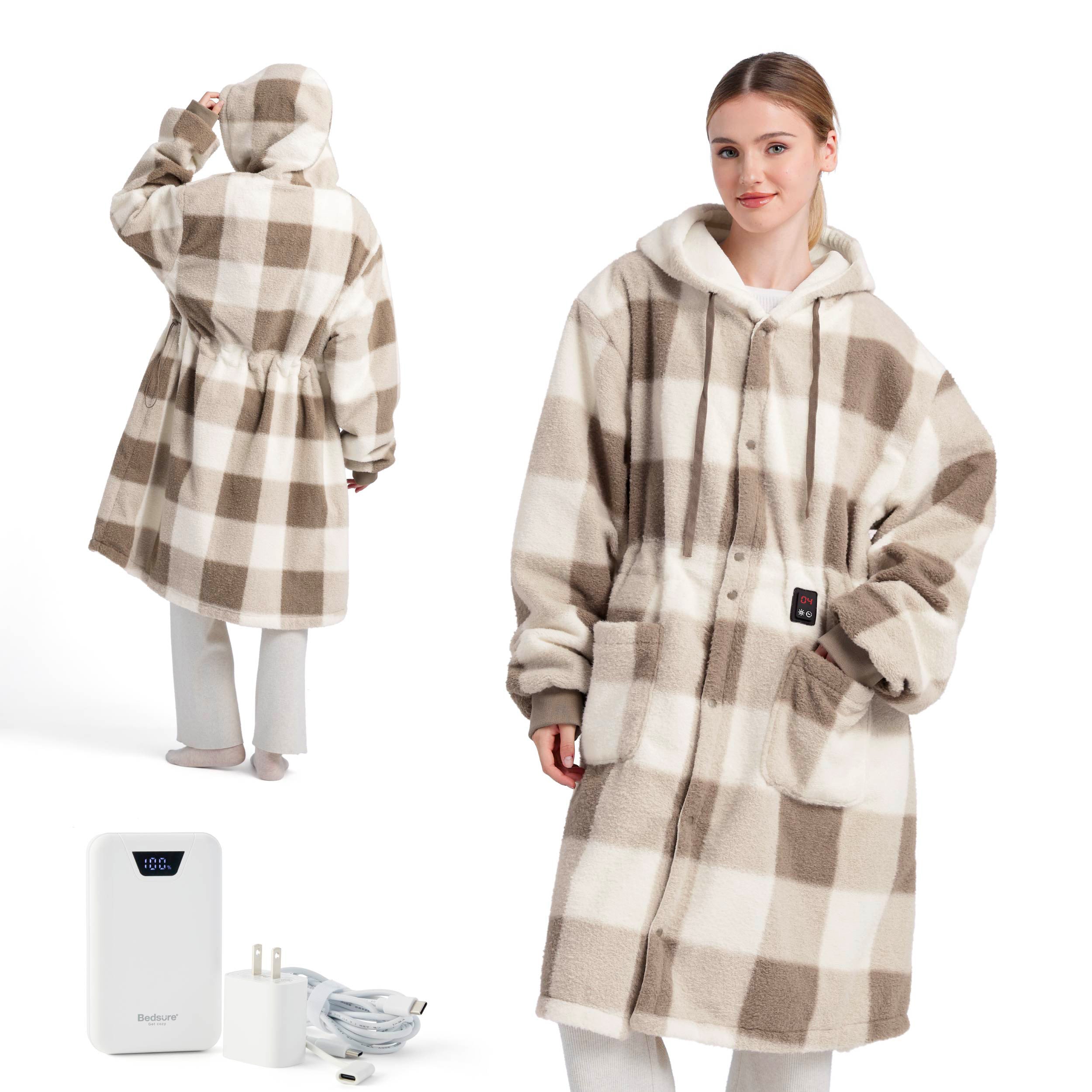 GentleSoft® Heated Faux Cashmere Blanket Hoodie