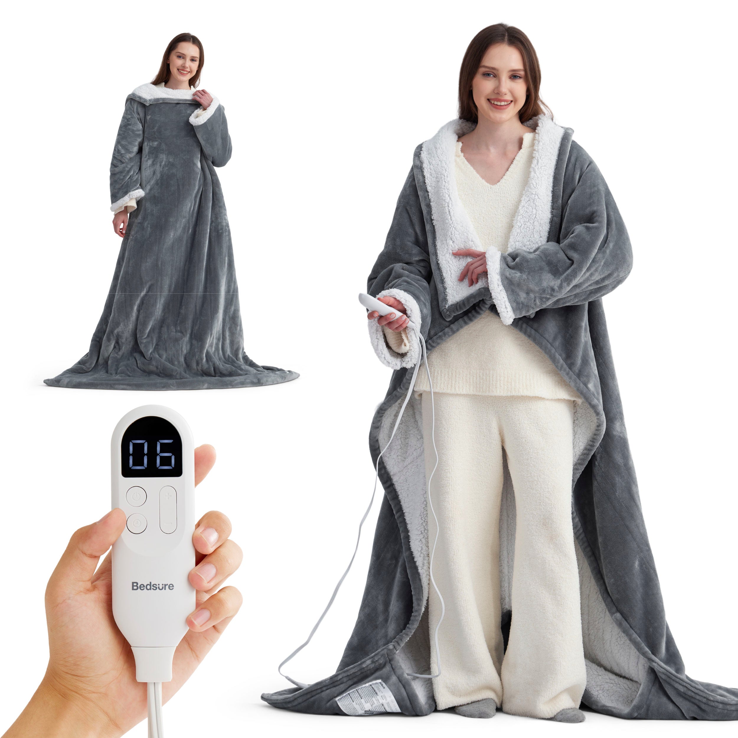 GentleSoft® Full-body Sherpa Fleece Wearable Heated Blanket