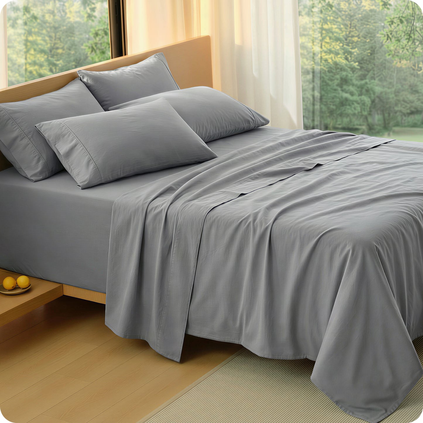 PureWoven™ 6-Piece Washed Cotton Sheet Set