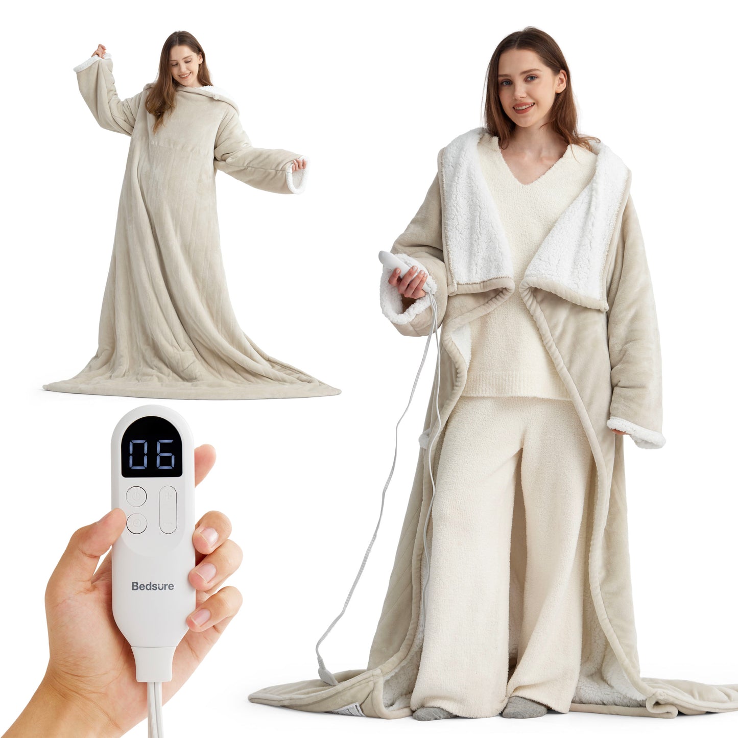 GentleSoft® Full-body Sherpa Fleece Wearable Heated Blanket