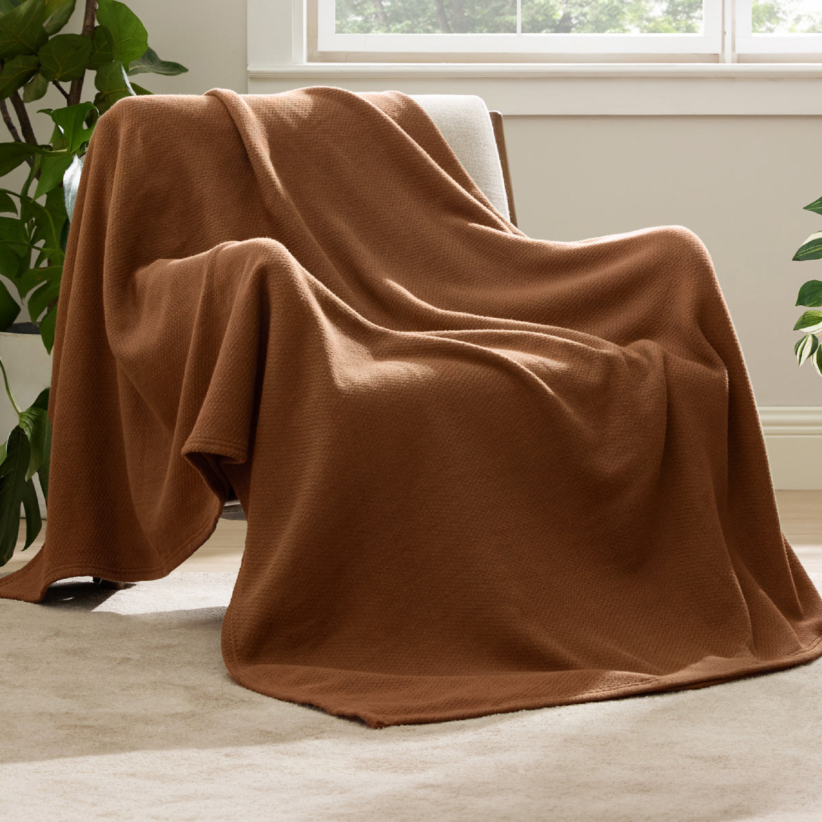100% Cotton Herringbone Woven Blanket