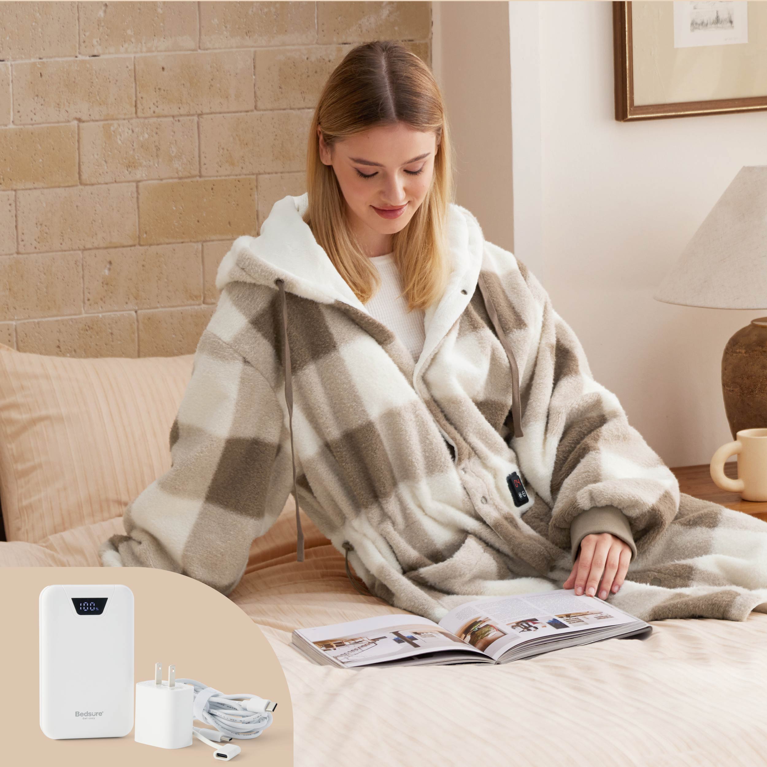 GentleSoft® Heated Faux Cashmere Blanket Hoodie