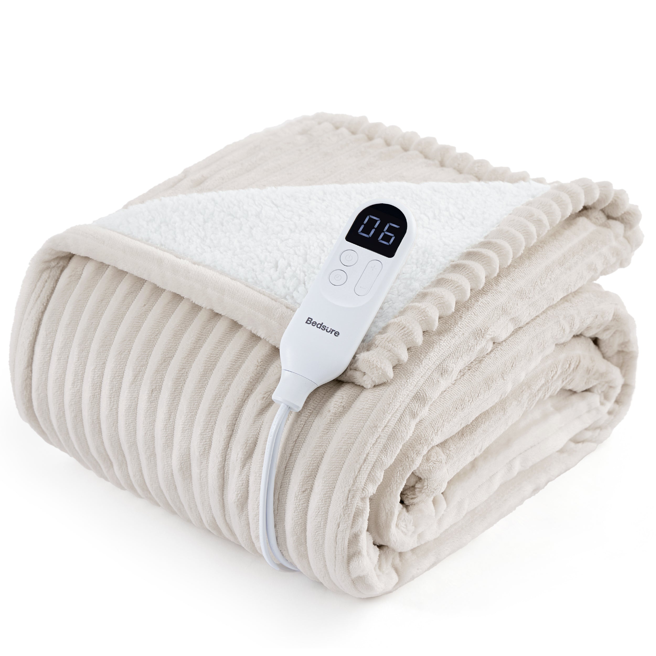 Bedsure Ribbed Flannel Heated Blanket