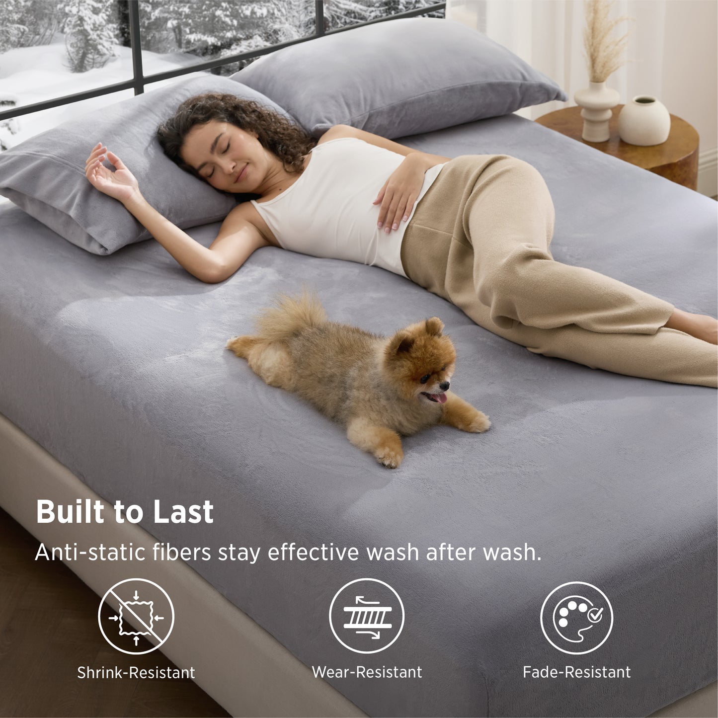 220 GSM Anti-Static Flannel Fitted Sheet