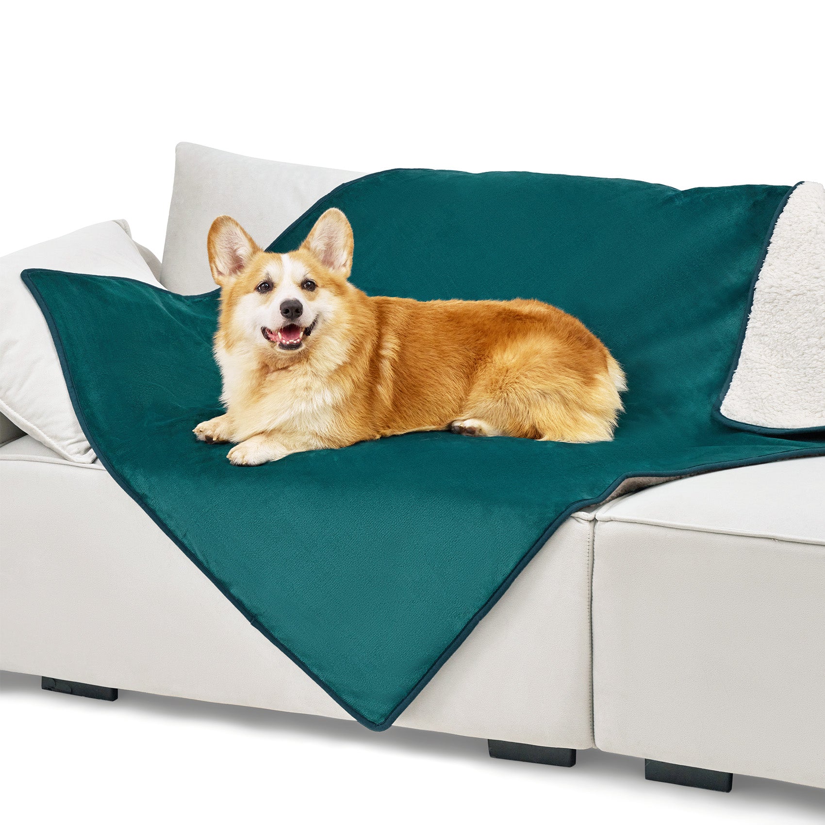 Reversible Sherpa and Microfiber Fleece Dog Blanket