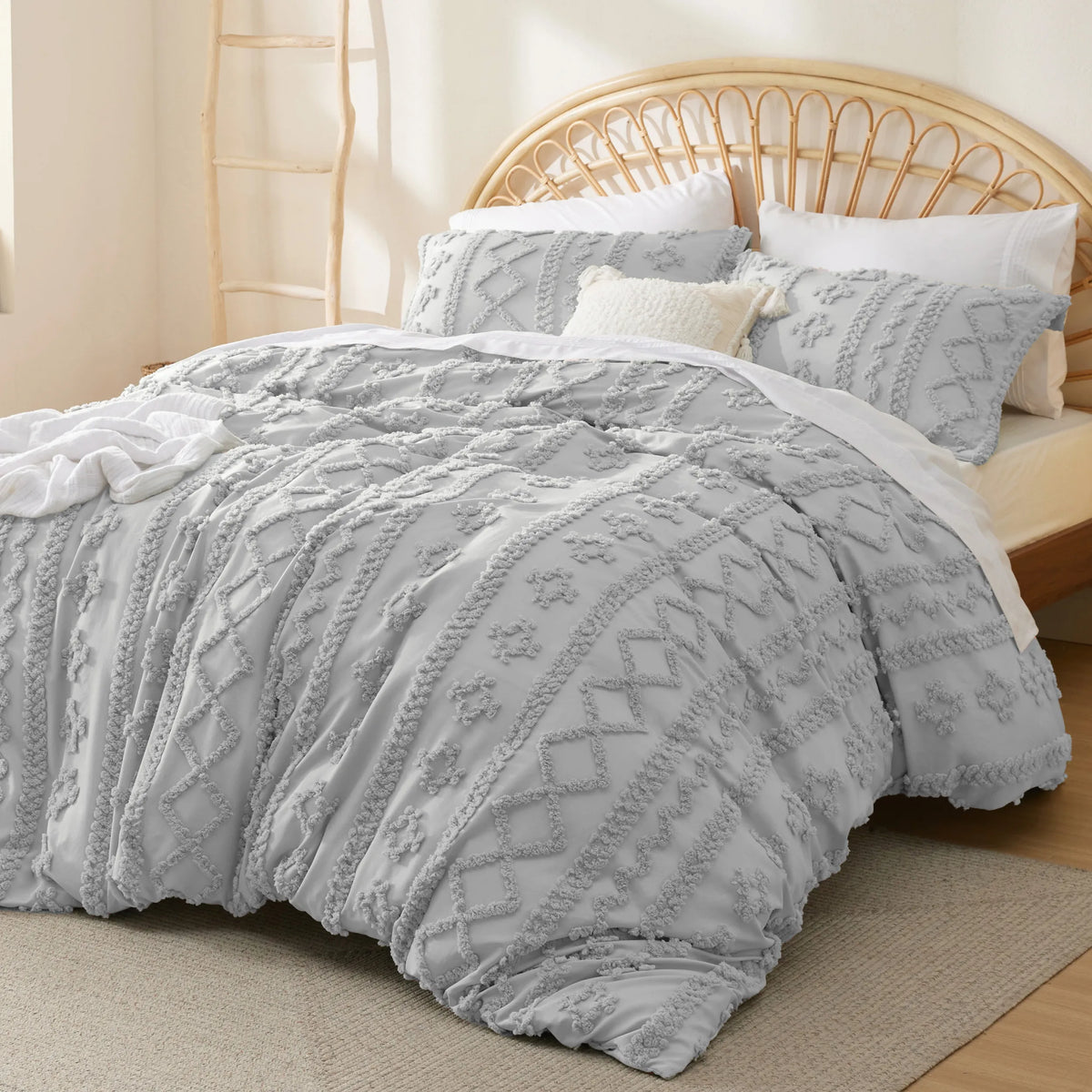 Boho Tufted Embroidery Duvet Cover Set