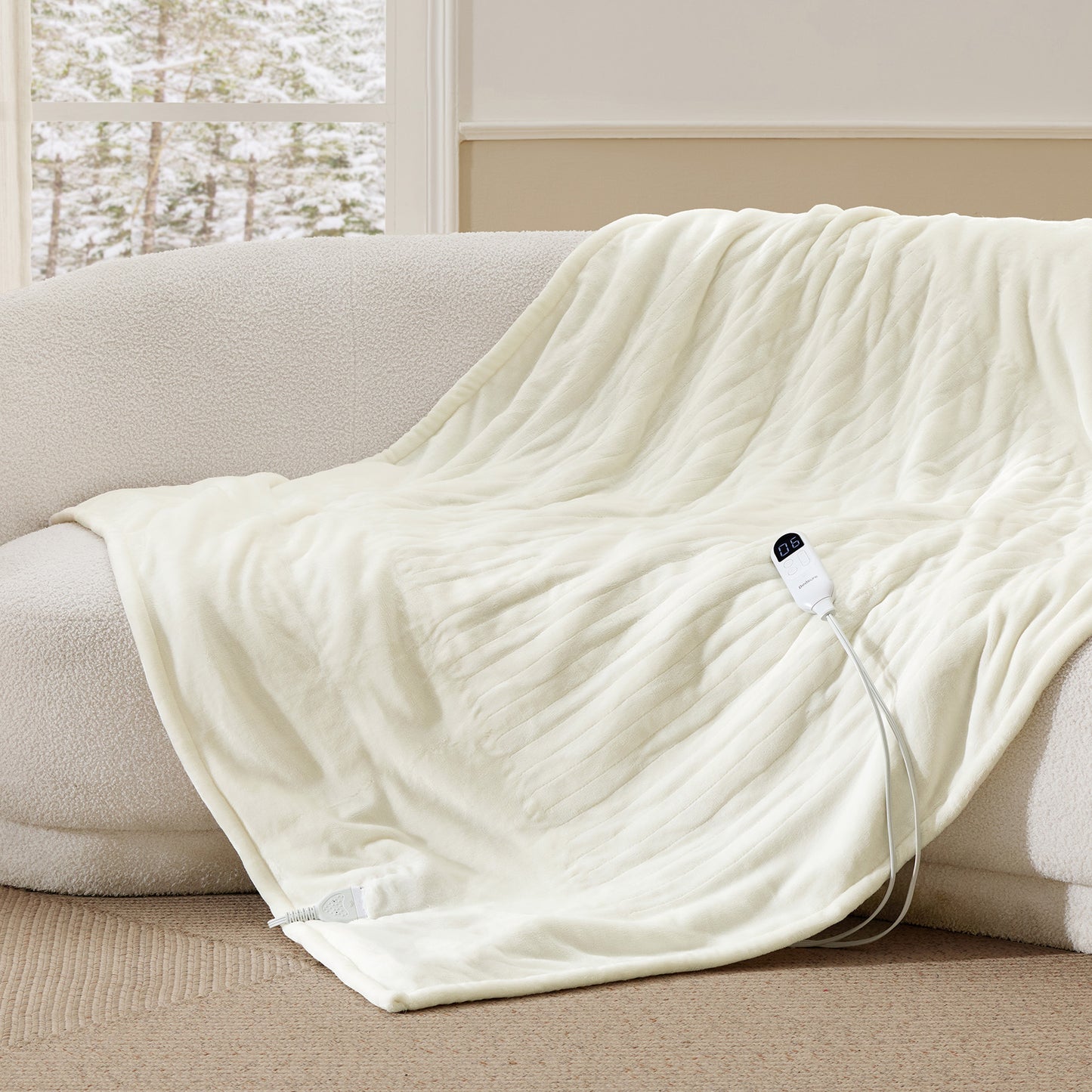 Solid Flannel Heated Blanket