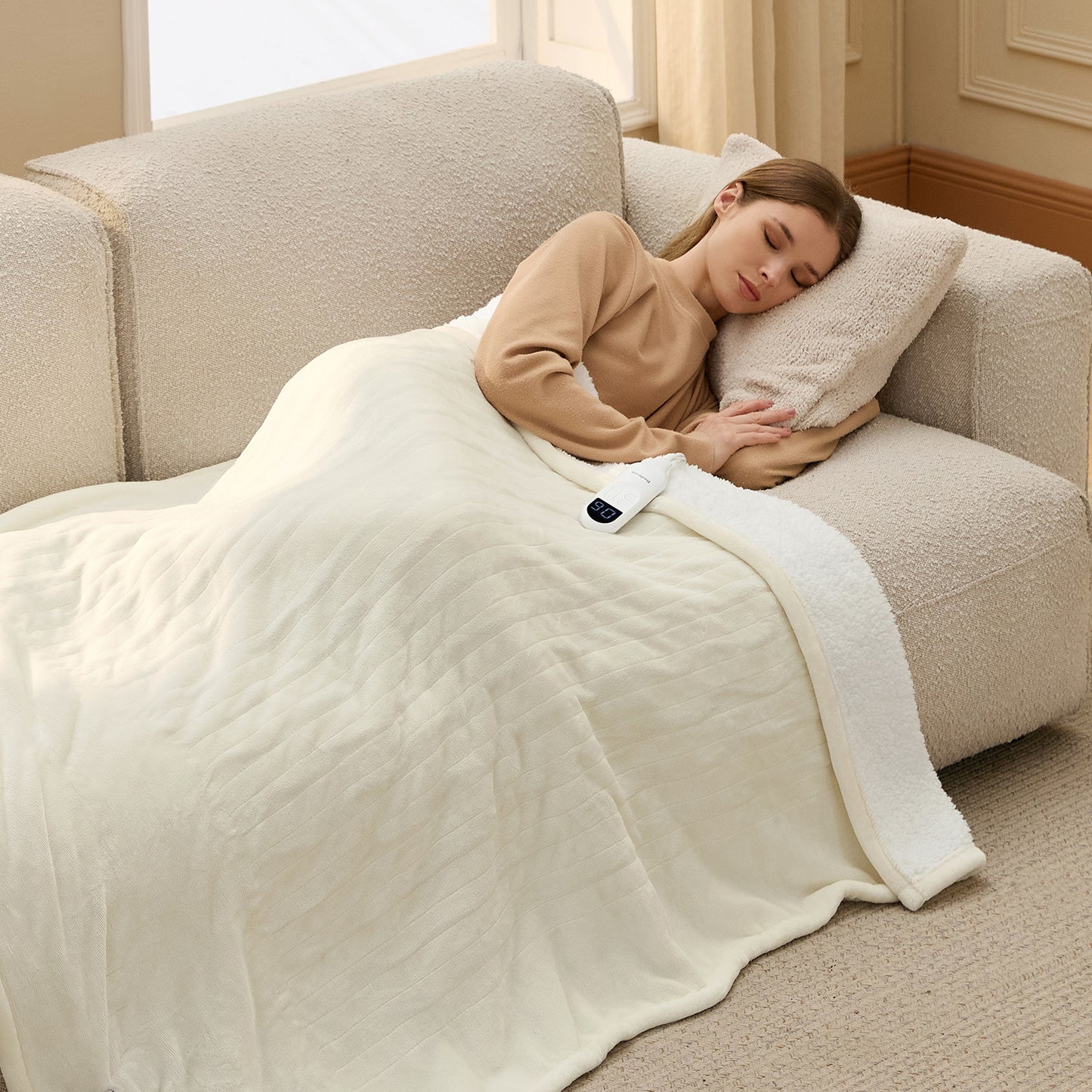 Solid Flannel Heated Blanket