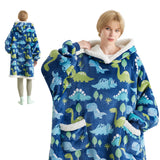 Sherpa Fleece Printed Short Wearable Blanket Hoodie Oceana-printed