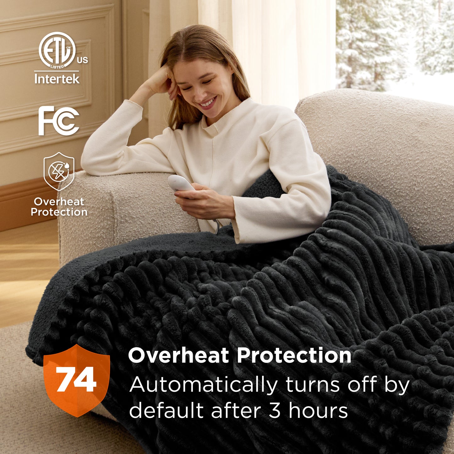 GentleSoft® Striped Flannel Heated Blanket