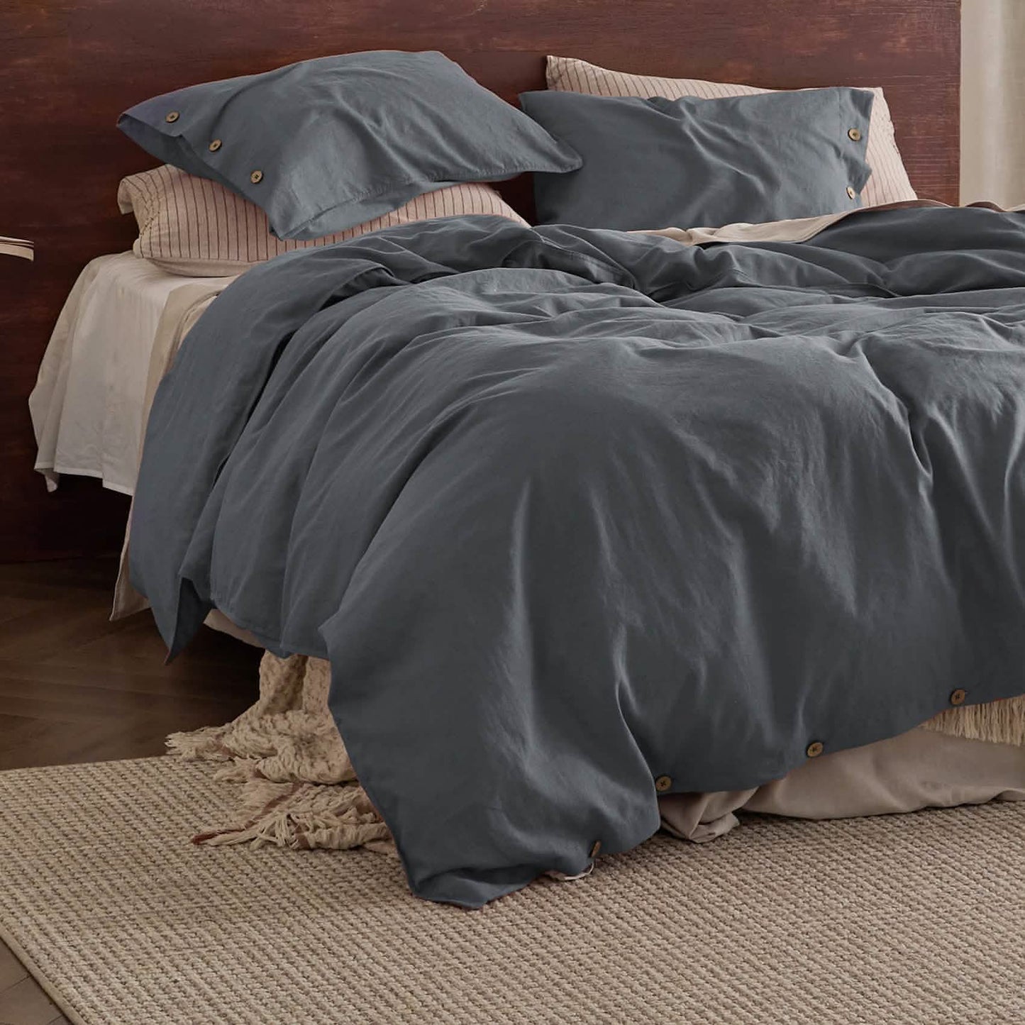 Cotton Linen Hybrid Duvet Cover Set