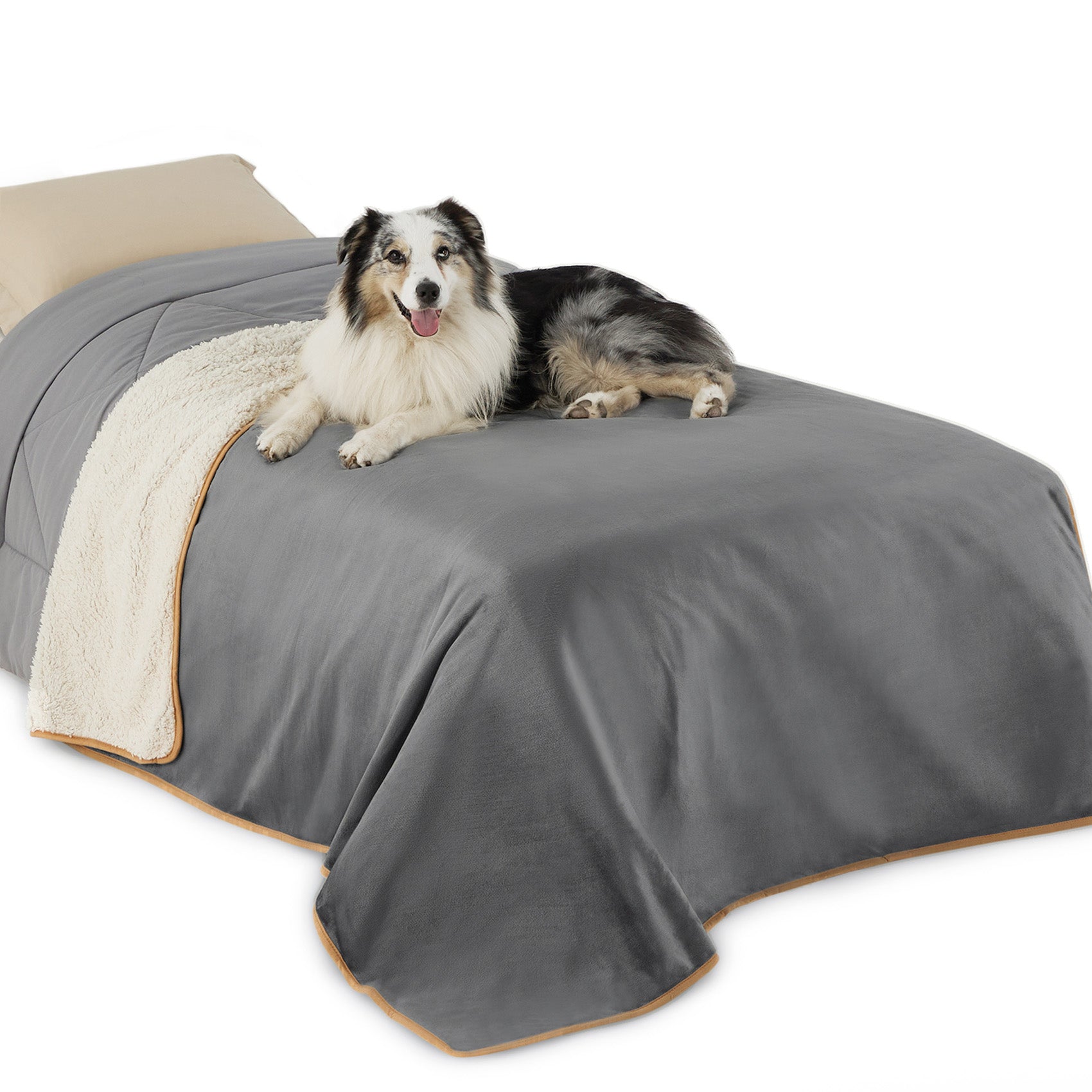 Reversible Sherpa and Microfiber Fleece Dog Blanket