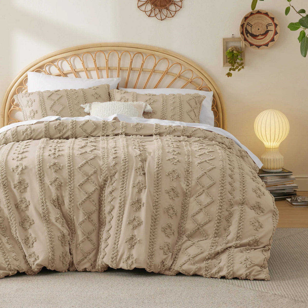 Boho Tufted Embroidery Duvet Cover Set