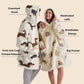 Cute Printed Patterns Sherpa Blanket Hoodie Grey