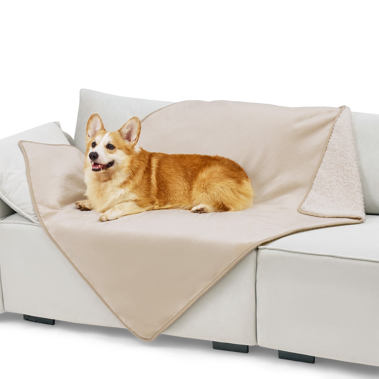 Reversible Sherpa and Microfiber Fleece Dog Blanket