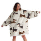 Cute Printed Patterns Sherpa Blanket Hoodie Grey