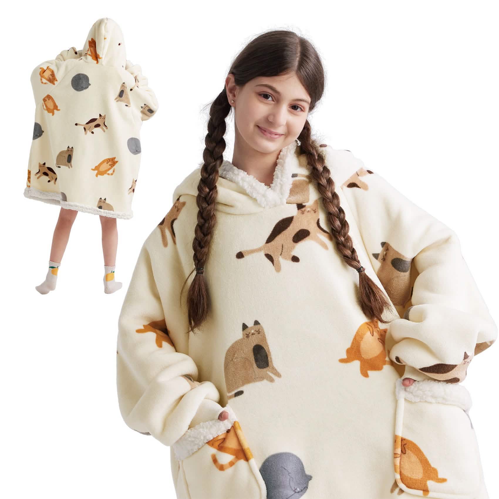 Cute Printed Patterns Sherpa Blanket Hoodie