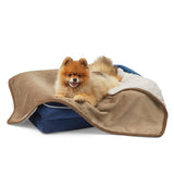 Reversible Sherpa and Microfiber Fleece Dog Blanket